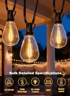 100FT Outdoor String Lights Waterproof, 36+1 Shatterproof S11 LED Bulbs, Extra Long Patio Lights for Outside, Bistro Cafe Decor, Backyard Garden Hanging Lights, Outside Fence Light String - Image 3