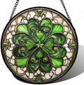 Stained Glass Window Hanging Lucky Clover Suncatcher Gift for Mom 15" by DASTOLL