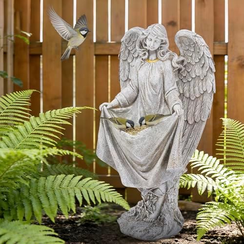 basen Angel Garden Statue Outdoor, Memorial Angel Figurine for Grave Yard Lawn, Resin Praying Angel Sculpture for Cemetery Decoration, Sympathy Gift, Spiritual Garden Decor - Image 2
