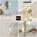 Bellaa 24537 Wind Chimes Outdoor, Garden Decorations, Musical, Indoor/Outside Windchimes, Beach, Ocean Breeze, Gifts for Mom, Gift for All Occasions, Capiz Sea Glass Shells Wood 27 inch White Gold - Image 2