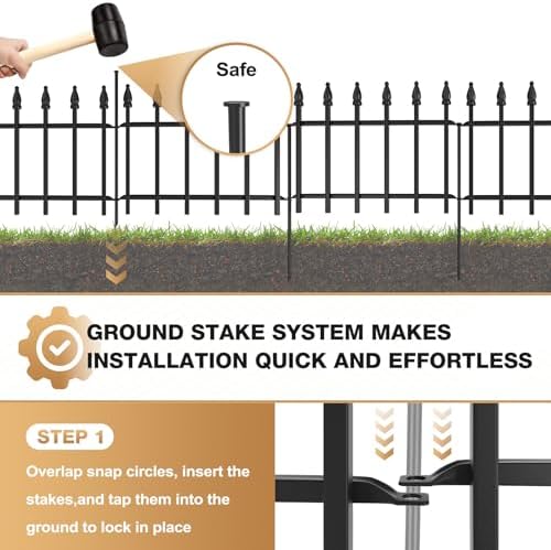 Decorative Garden Fence 10ft (L) x 19in (H) - 7 Panels Heavy Duty Garden Fencing Animal Barrier Rustproof Metal Fence Border for Outdoor Yard & Flower Bed Decor - Image 5
