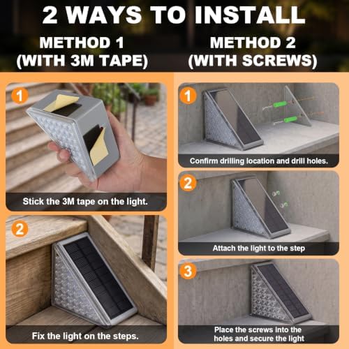 AUDLES Solar Step Lights for Outside 6 Pack, 28 LED 2 Brightness Modes - Image 7