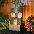 Sunlinua 48" Modern Grid Outdoor Water Fountain with Led Light by Sunlinua