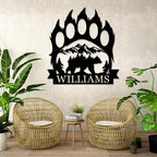 Personalized Bear Paw Metal Wall Decor, Rustic Forest Bear Wilderness Sign, Forest for Living Room Indoor Decor, Rustic Cabin Hunting Bear Paw Signs - Image 2