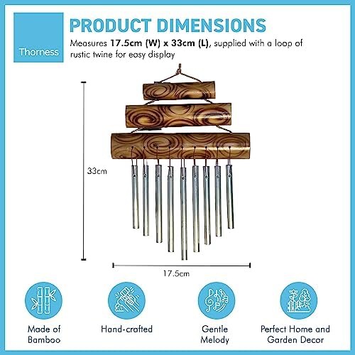 TRIPLE BAMBOO CHIME| Windchimes | Garden Chimes | Bamboo Windchimes | Indoor and Outdoor | Feng Shui | Meditation | Garden Sounds - Image 4