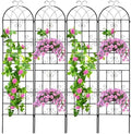 4 Pack 86.2x19.7in Metal Garden Trellis for Climbing Plants,Black Metal Garden Trellis for Vines Plant Rose Vegetable Support,Large Decorative Outdoor Trellis by ZBPRESS