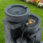 29" 4 Tier Water Fountain Garden Decor with LED Lights and Cascading Rock - Image 6