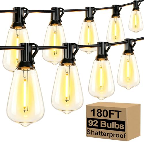 Brightever 180FT Outdoor String Lights 94 Bulbs, Waterproof Patio Lights by Brightever
