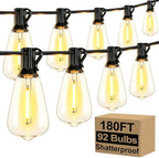 Brightever 180FT Outdoor String Lights 94 Bulbs, Waterproof Patio Lights by Brightever