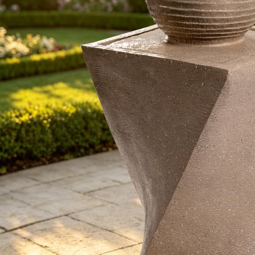 34" Twisted Pillar Water Fountain with Sphere Top, Sand Beige - Image 4
