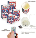 Cute USA Flag Battery Operated Candles with Remote Timer Flameless Candles Tea Lights Color Changing Electric Fake Plastic Pillar LED Candles Patriotic Decoration - Image 3