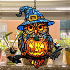 Cute Witch Owl and Pumpkin Acrylic Suncatcher - Image 4