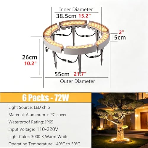 IP65 Waterproof LED Tree Light, Outdoor Landscape Uplight with Anti-Dazzling Lens, Aluminum Housing for Yard Pathway(6 Lights) - Image 2