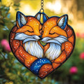 Cute Loving Couple Fox Acrylic Suncatcher by AVAGAN
