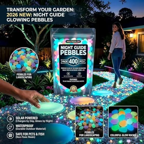 Colorful Glow-in-the-Dark Garden Stones, 2026 New Night Guide Glowing Pebbles,Beautiful Luminous Stepping Stones Glow Rocks for Walkway Patio Yard Landscaping, Fish Tank Aquarium Decor(Multi,400pcs) - Image 3