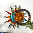 Glitzhome Sun and Moon Wall Decor, 33.5 Inch Celestial Metal Wall Art with Glossy Color Finish and Antique Details, Outdoor Sun and Moon Decor for Garden Porch Patio Home - Image 6