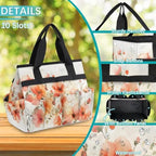Garden Tool Bag Organizer Garden Tote Bag with Pockets Poppy Watercolor Tool Storage Organizer Gardening Tool Kit Holder 13" x 6.8" x 2.8" - Image 5