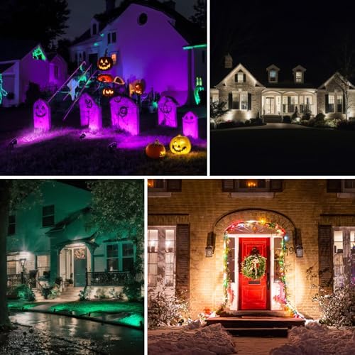 Outdoor Christmas Spot Lights with Timer, 10W Metal RGB LED Landscape Spotlights with 16 Color Changing for Yard, House, Garden, Holiday Decor (2 Lights) - Image 6