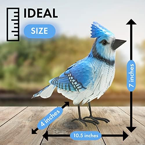 GUTE Blue Jay Metal Bird, Garden Yard Sculpture Art - Large Realistic Standing Blue Bird - Outdoor Fall, Winter, Spring, Summer Decoration - Handmade Bluejay Decor - Perfect and Sympathy Gifts - Image 3