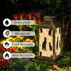 Mid Century Modern Black Cats Solar Lanterns Outdoor Waterproof - Image 2