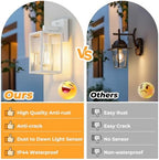 FOLKSMATE 2 Pack Dusk to Dawn Outdoor Wall Light Fixtures, Exterior Porch Light, Waterproof Wall Sconces Lanterns, Sensor Lighting Wall Mount for House Doorway Garage, White - Image 5