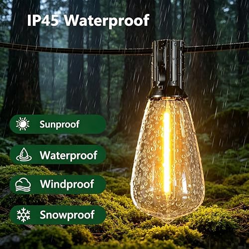 Outdoor String Lights 50FT 26 LED, Waterproof Dimmable Patio Lights - Image 3