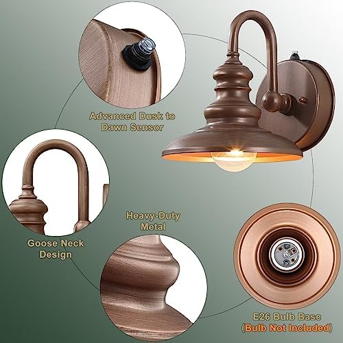 LONEDRUID Dusk to Dawn Sensor Rustic Outdoor Gooseneck Barn Light Fixture - Image 5