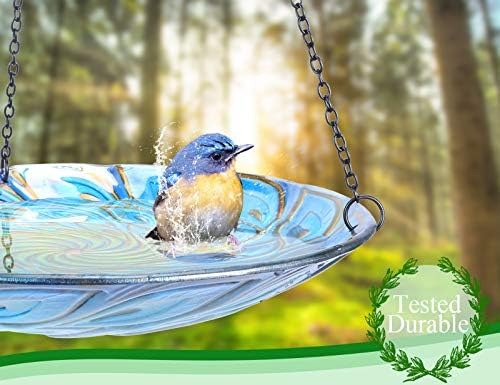 MUMTOP Hanging Glass Bird Bath Peacock Outdoor Birdfeeder Garden Yard Decor - Image 4