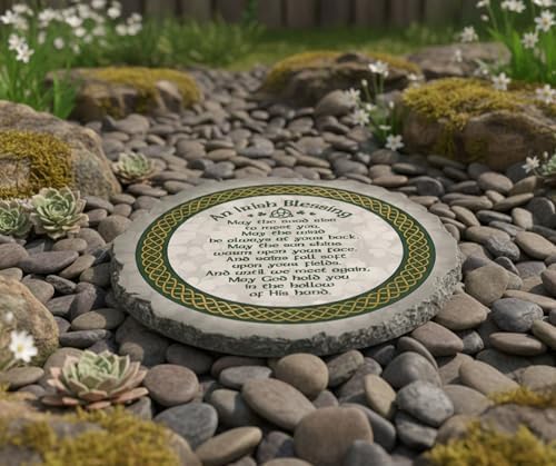 Magnolia Garden 10-Inch an Irish Blessing Decorative Stepping Stone – Weather-Resistant Resin Garden Walkway Tile – Celtic Knot & Shamrock Design Outdoor Accent - Image 2