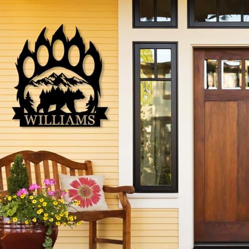 Personalized Bear Paw Metal Wall Decor, Rustic Forest Bear Wilderness Sign, Forest for Living Room Indoor Decor, Rustic Cabin Hunting Bear Paw Signs - Image 3