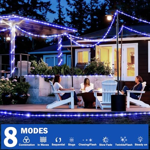 KNONEW 164FT 1000LED Rope Lights for Outside,Outdoor String Lights Waterproof 8 Modes Clear Tube Light for Indoor,Bedroom,Wedding,Garden,Patio,Christmas,Tree,Rv,Holiday Decoration(Blue) - Image 3