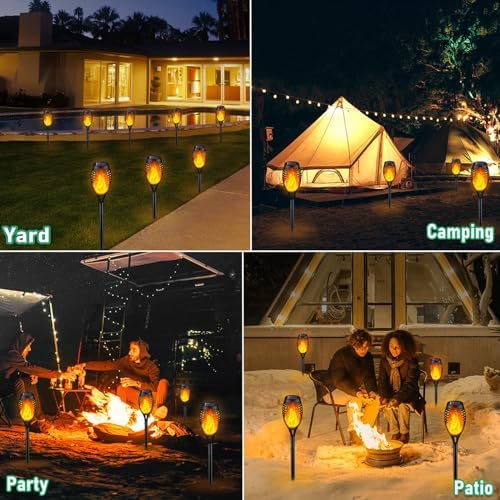Solar Lights Outdoor, Solar Torch Light with Flickering Flame for Garden Decor, 20.5'' Small Size Solar Powered Garden Lights, Waterproof Flame Torches for Outside Patio Pathway Yard Decorations - Image 3