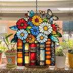 Floral Stack of Books Acrylic Suncatcher - Image 4