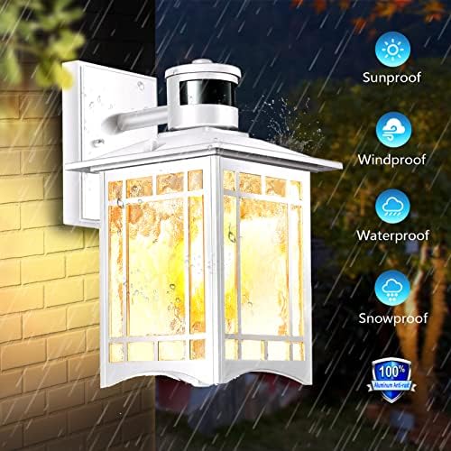 Motion Sensor Outdoor Wall Lights White Dusk to Dawn Light Fixture for House Porch Patio - Image 6
