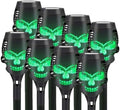 8 Pcs Halloween Solar Flame Lamps, LED Solar Flame Lamps, Dancing and Flickering Flame Torch Lamps, Outdoor Courtyard Waterproof Skull Decoration Lamps (Green) by BuyNow