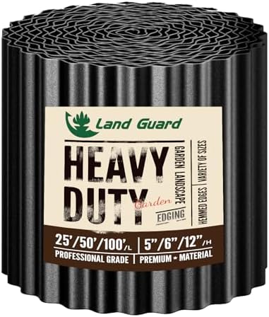 Land Guard Corrugated Garden Edging Border, 6"×25' Landscape Paver Edging, Tall Landscape Edging, Fence for Garden, Flower Bed, Lawn and Landscape Edging (Black) by LandGuard