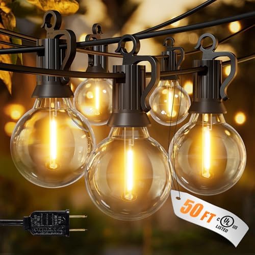 Outdoor String Lights, 50FT 52 LED Bulbs Connectable Patio Lights (2 Spare) by Brightown