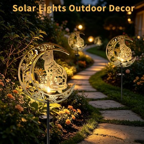 Solar Lights Outdoor Decor Cracked Glass Cat Stake Moon Lights Cat Gift - Image 4