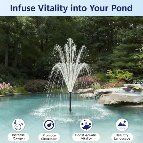 Pond Fountain Pump Kit, 880GPH Submersible Water Pump with Remote Control LED Lights, 3 Spray Patterns, Adjustable Flow, Quiet Operation, for Pond, Garden, Backyard Water Feature - Image 2