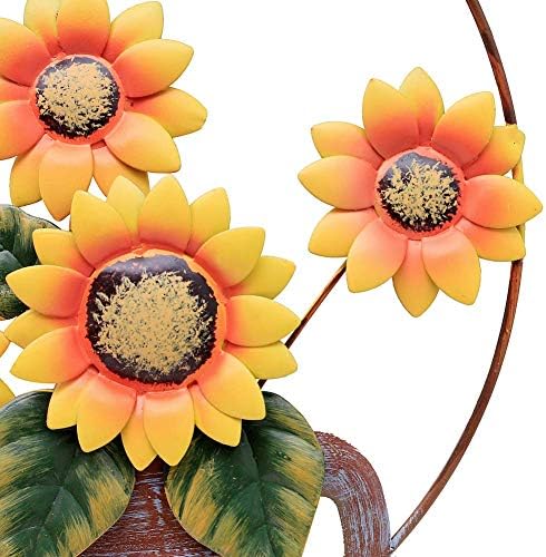 Large Vintage Metal Hanging Watering Can Design with Sunflower Wecome Sign Wall Front Door Garden Kitchen Patio Decoration Sunflower Door Wreaths 14''x15.5'' - Image 2