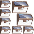 Peasur Brown Solar Lights Outdoor Motion Sensor 8 Pack, Ultra-Bright 3 Mode 140LED Fence Security Light Waterproof, Solar Wall Lighting for Patio Yard Step House Outside Cool White by Peasur