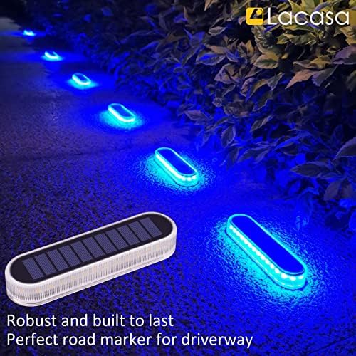 Lacasa Solar Dock Lights Marine 4-Pack - Solar Powered Blue LED Deck & Step Lights, IP68 Waterproof for Patio, Walkway, Pathway, Backyard - Image 2