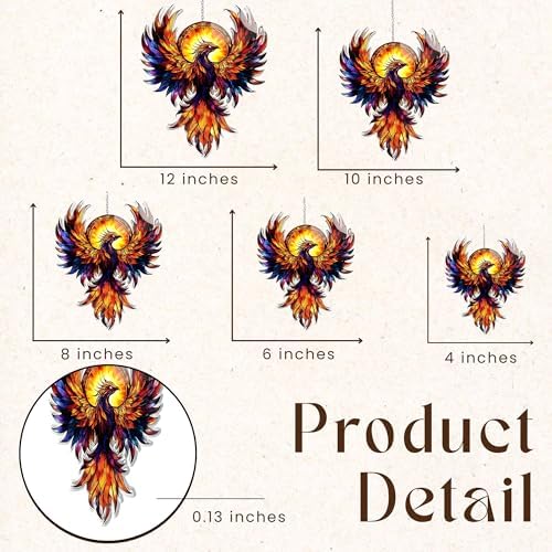 Phoenix Acrylic Suncatcher Size 8 inches, Boho Stained Glass Effect Window Hanging Ornament, Garden Decor, Gift for Mother's Day - Image 3