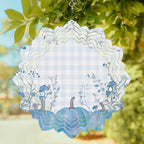 10 Inch Blue Pumpkins Wind Spinner for Yard and Garden,Thanksgiving Maple Leaf Harvest Retro Plaid Hanging Ornaments Outdoor 3D Kinetic Wind Sculpture Spinners Indoor Outdoor Patio Décor Gift - Image 2