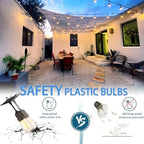 33FT Outdoor Waterproof String Lights with 11 Shatterproof Bulbs, IP65 Patio Lights for Garden Wedding Cafe - Tangle-Free Cables with Hooks (Warm White) - Image 3