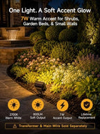 Gardenreet 12V Low Voltage Landscape Flood Lights, 7W LED Outdoor Wall Washer Lights 800LM Each, 2700K Warm White IP65 Aluminum Flood Lights, Angle Adjustable Wide Beam for Garden Beds, Yard, 12 Pack - Image 2