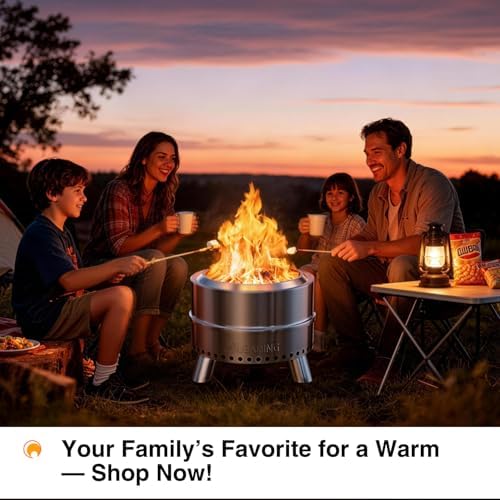 20 Inch Smokeless Fire Pit with Removable Ash Pan, Fire Pits for Outside Wood Burning, Portable Bonfire Outdoor Firepit, Bag & Poker Included, Stainless Steel (Silvery- with Legs-Fire Pit) - Image 7