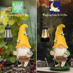 Solar Garden Gnome Statue with Lantern - Hand-Painted Resin Gnome Decor, IP44 Waterproof Outdoor Figurine for Yard Patio Porch, for Mom Women Housewarming Christmas - Image 3