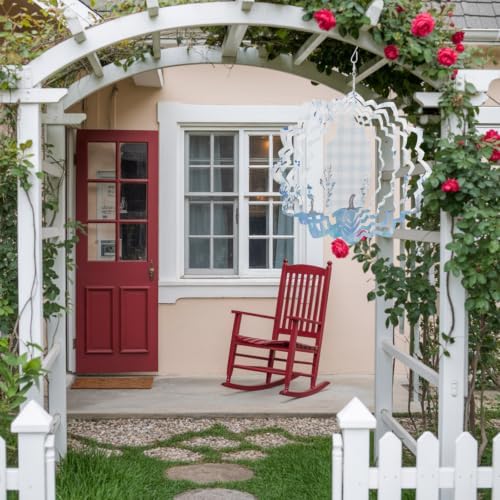 10 Inch Blue Pumpkins Wind Spinner for Yard and Garden,Thanksgiving Maple Leaf Harvest Retro Plaid Hanging Ornaments Outdoor 3D Kinetic Wind Sculpture Spinners Indoor Outdoor Patio Décor Gift - Image 4