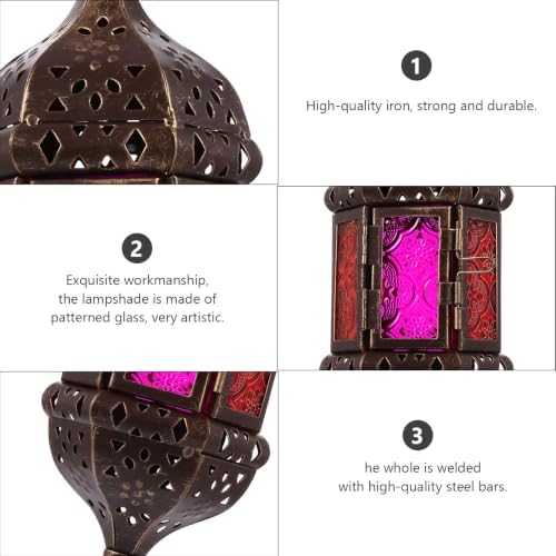 Decorative Hanging Candle Holder Lantern with Glass and Iron - Image 7